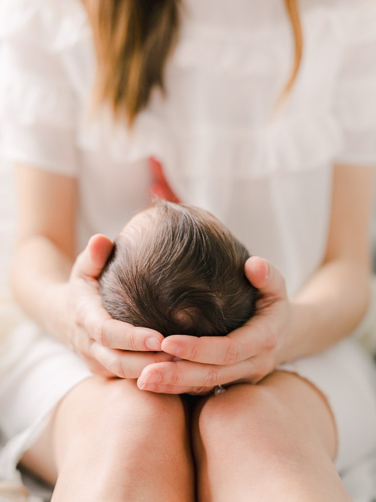 Newborn with mom, In-home newborn photography photo inspiration by Juliana Kaderbek Photography, Cleveland Newborn Photographer