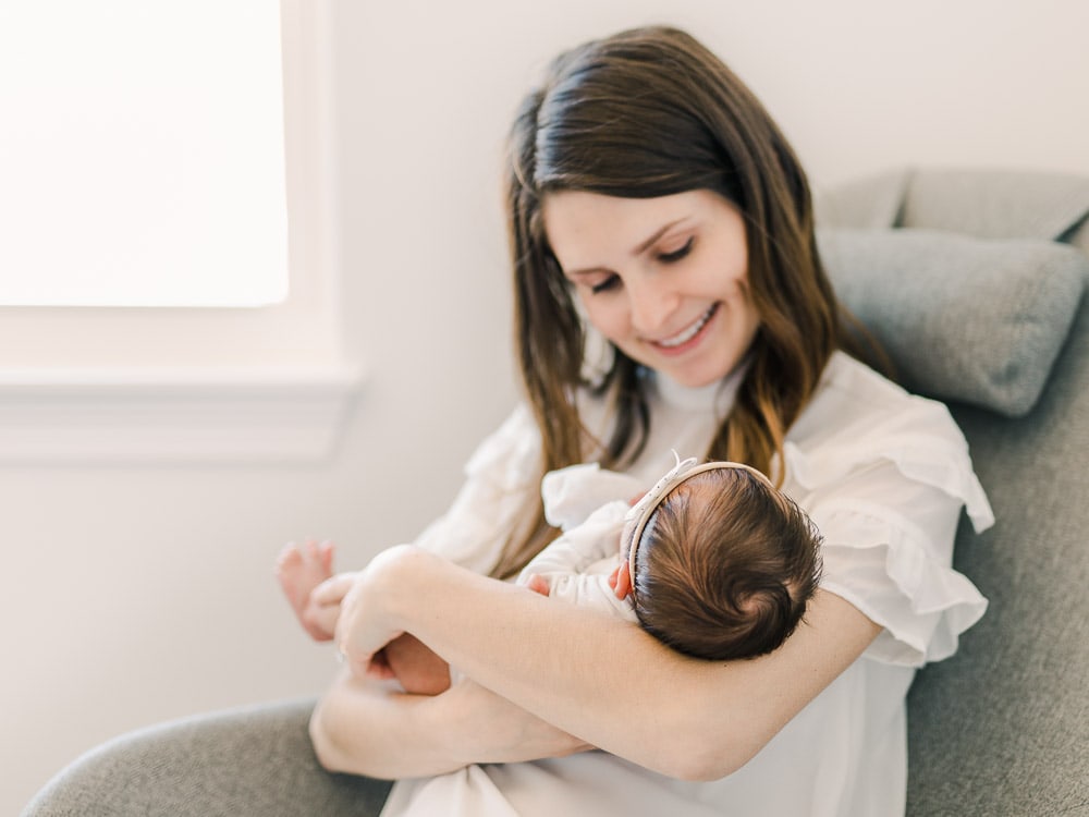 Newborn with mom, In-home newborn photography photo inspiration by Juliana Kaderbek Photography, Cleveland Newborn Photography