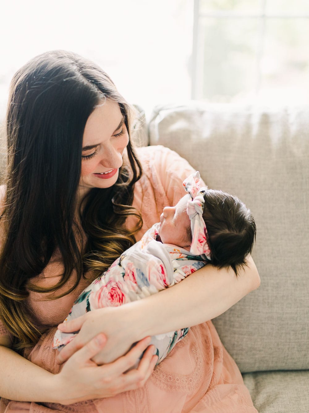 Newborn with mom photo inspiration, Cleveland Newborn Photography, In-home newborn session by Juliana Kaderbek Photography