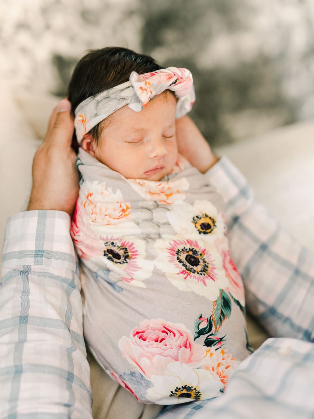 Newborn with dad photo inspiration, Cleveland Newborn Photography, In-home newborn session by Juliana Kaderbek Photography