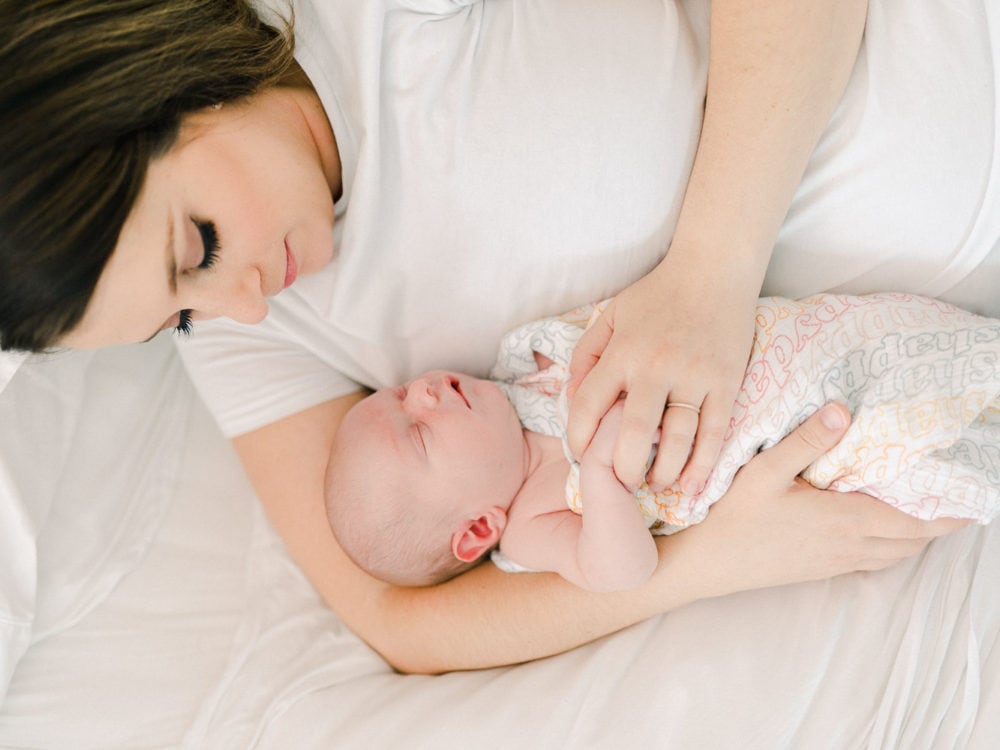 Cleveland in home newborn photography, newborn with mom, in home newborn session, Juliana Kaderbek Photography