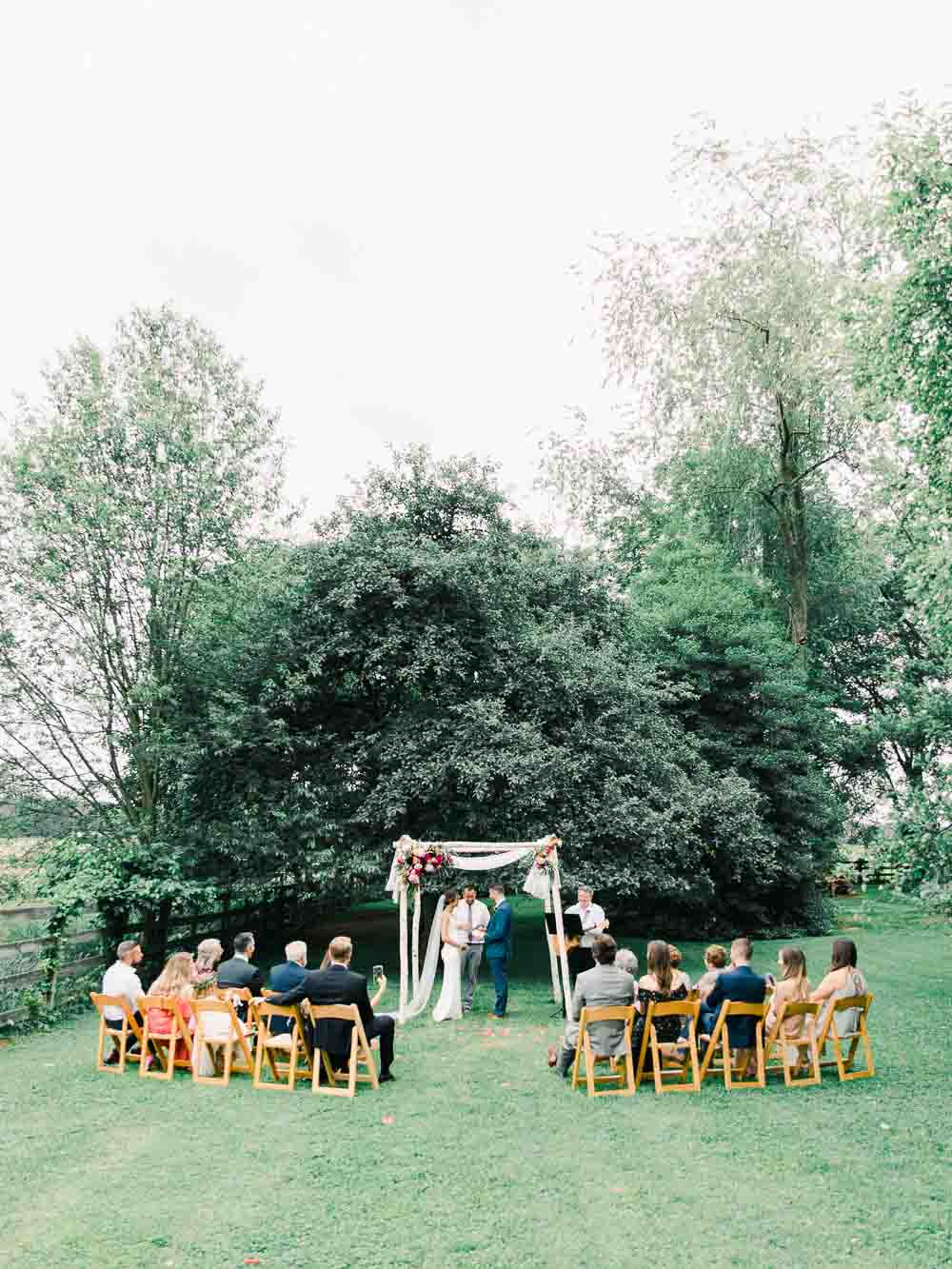 ceremony during an intimate backyard wedding in cleveland Ohio
