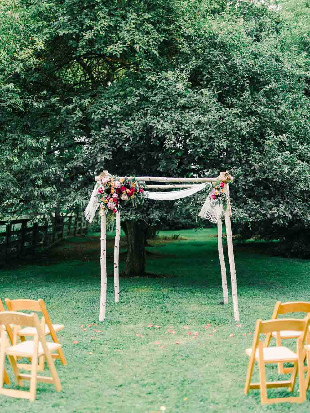 ceremony decor for an intimate backyard wedding in cleveland Ohio