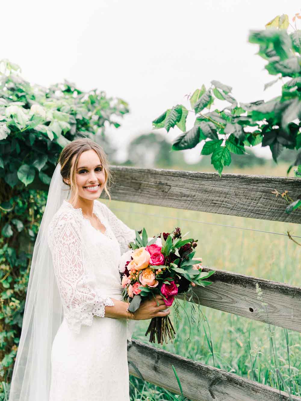 bride holding flowers during her intimate backyard wedding in cleveland Ohio