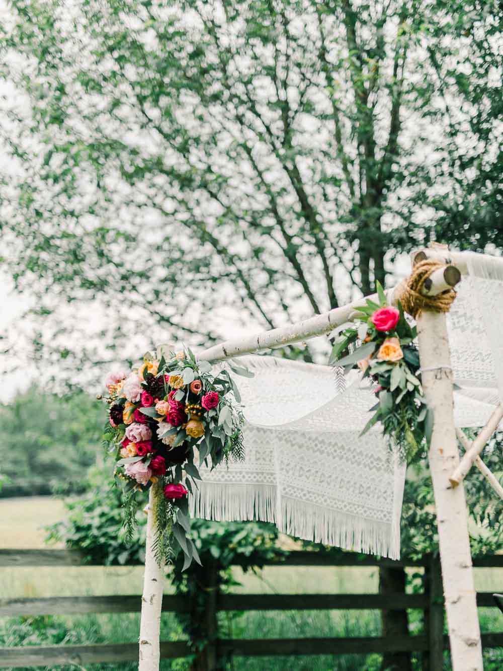 ceremony decor for an intimate backyard wedding in cleveland Ohio