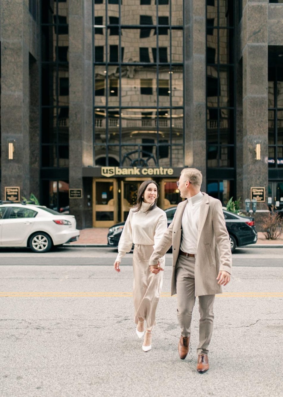 elegant and classic engagement session downtown Cleveland Ohio