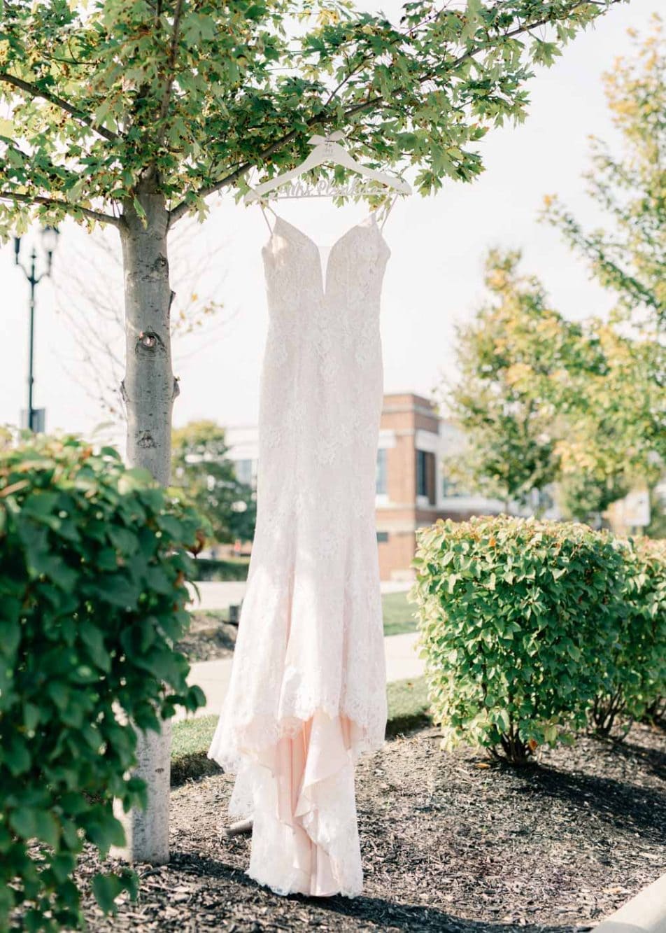 Bridal dress at Crocker Park wedding photographed by Juliana Kaderbek Photography: Cleveland wedding photographer 