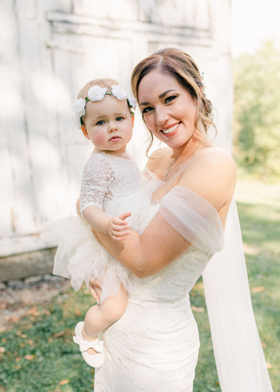mom and daughter at her Cleveland barn wedding