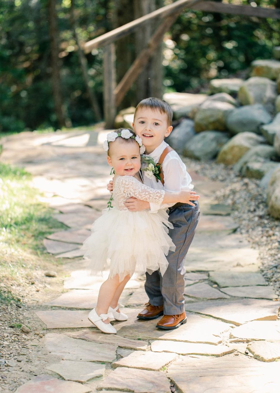 flower girl and ring bearer at a Cleveland barn wedding