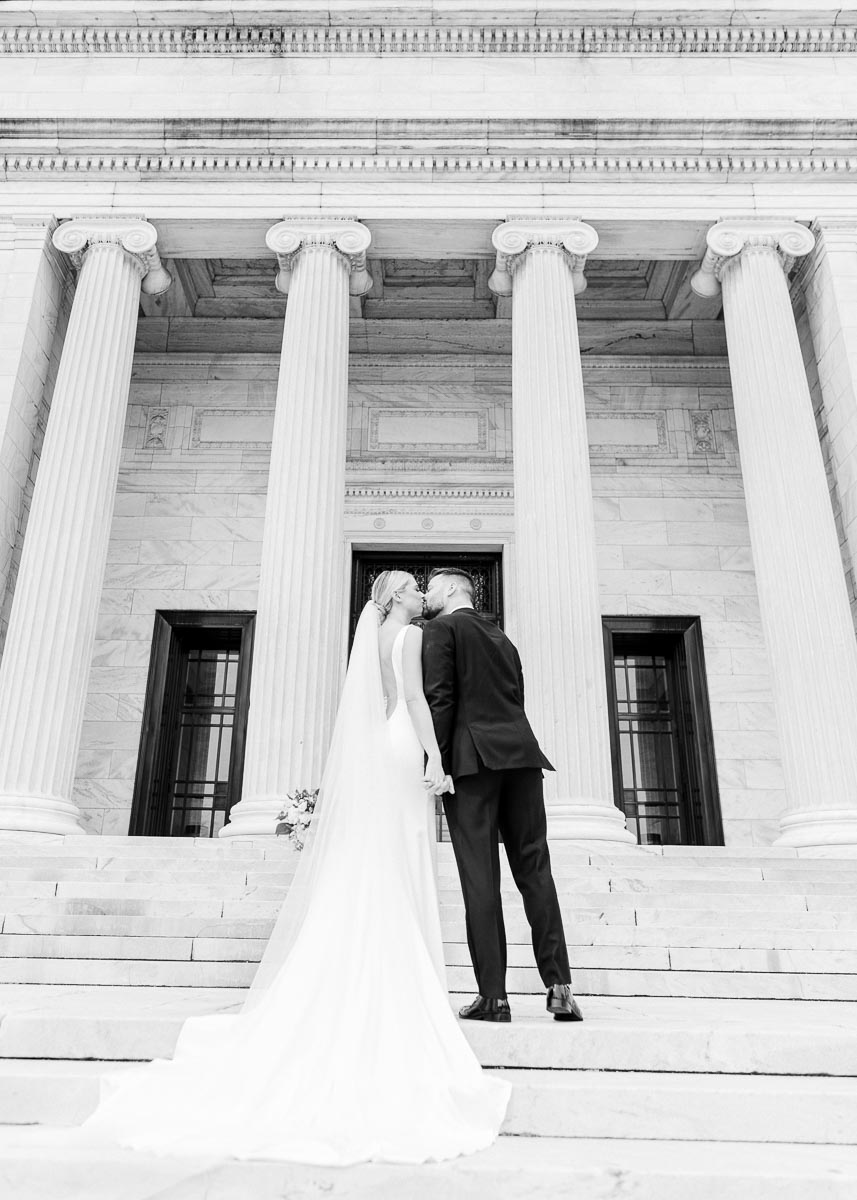 Bride and groom portraits at Cleveland Museum of Art by Juliana Kaderbek Photography, Cleveland wedding photographer 