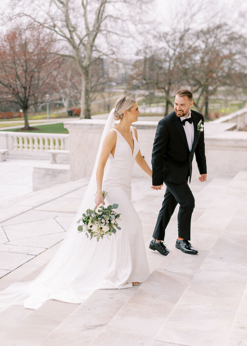 Bride and groom portraits at Cleveland Museum of Art by Juliana Kaderbek Photography, Cleveland wedding photographer 