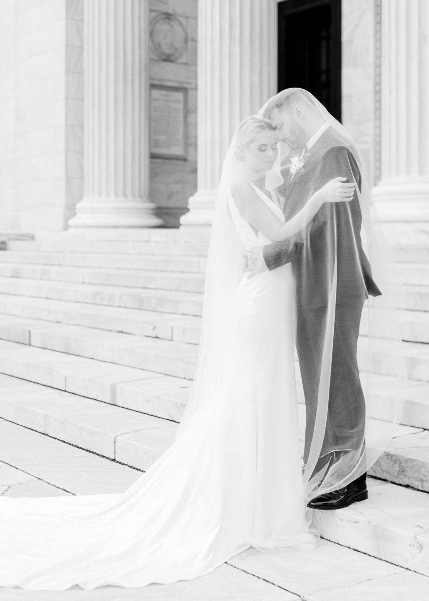 Bride and groom portraits at Cleveland Museum of Art by Juliana Kaderbek Photography, Cleveland wedding photographer 