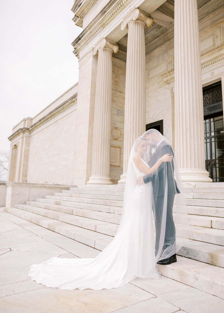 Bride and groom portraits at Cleveland Museum of Art by Juliana Kaderbek Photography, Cleveland wedding photographer 