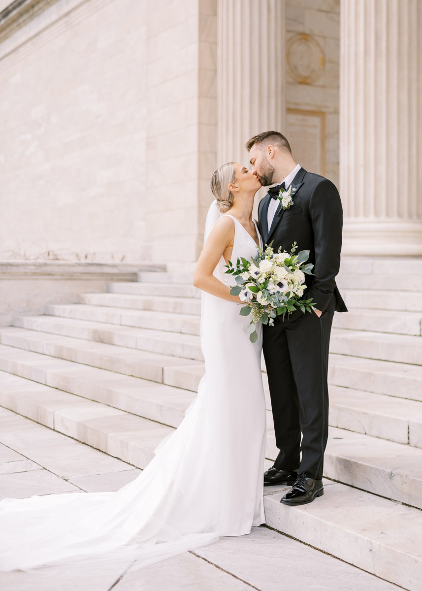 Bride and groom portraits at Cleveland Museum of Art by Juliana Kaderbek Photography, Cleveland wedding photographer 