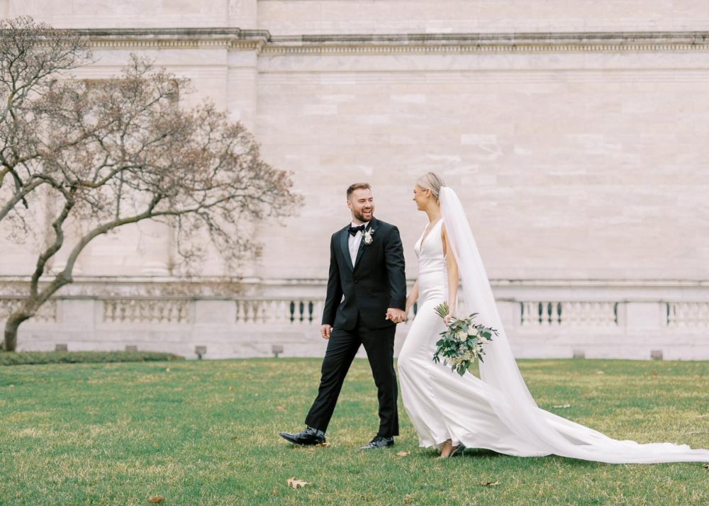 Bride and groom portraits at Cleveland Museum of Art by Juliana Kaderbek Photography, Cleveland wedding photographer 