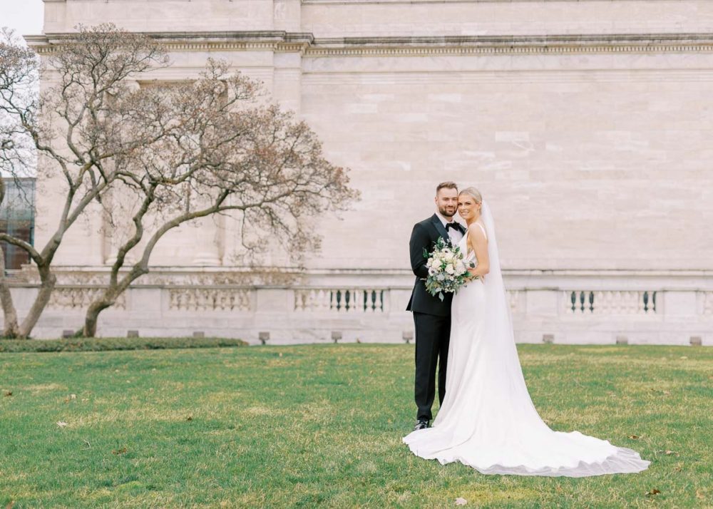 Bride and groom portraits at Cleveland Museum of Art by Juliana Kaderbek Photography, Cleveland wedding photographer 