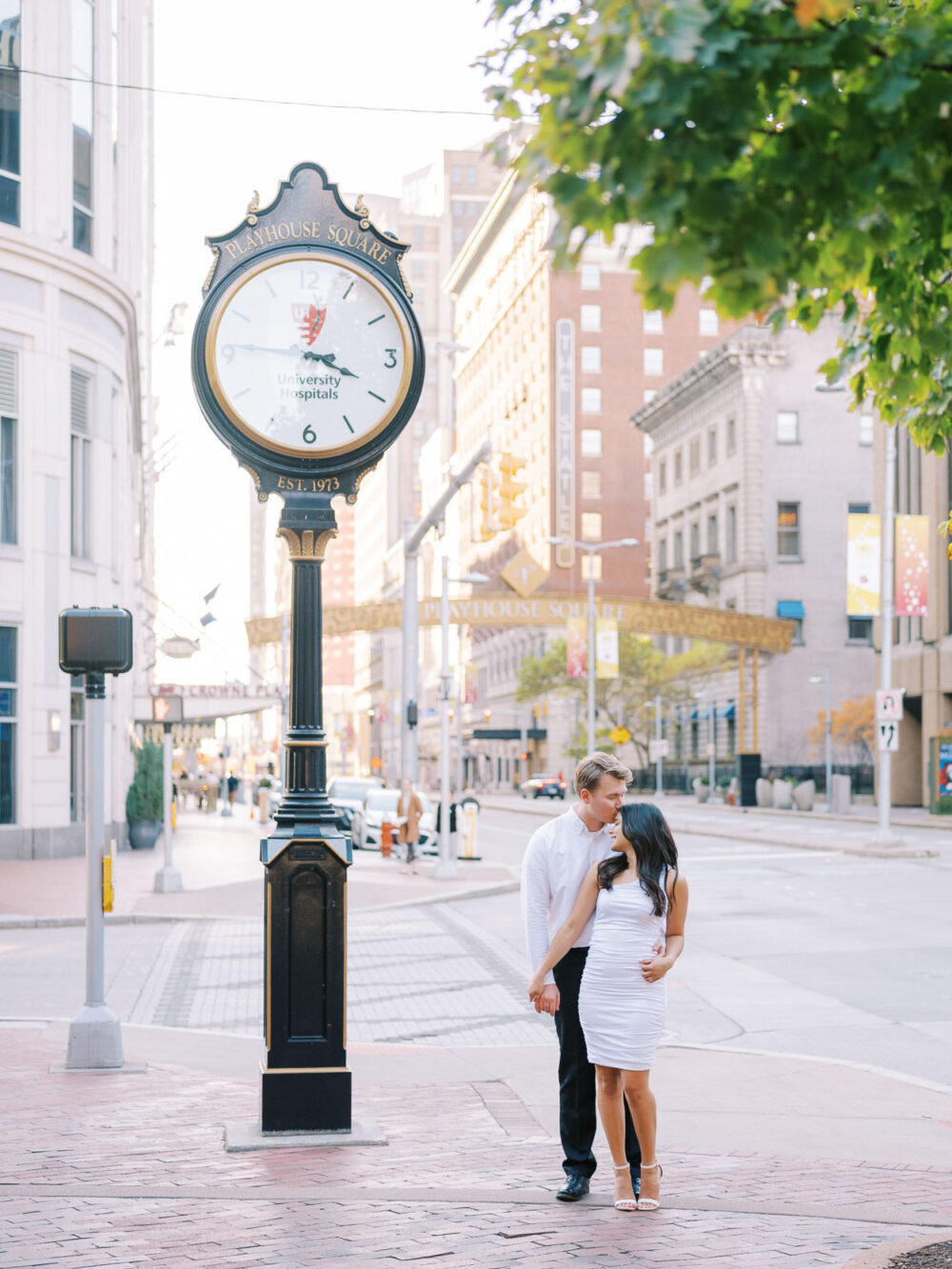Engagement photo at Playhouse Square in Cleveland Ohio