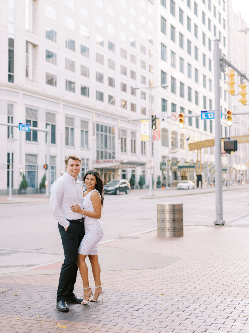 Engagement photo at Playhouse Square in Cleveland Ohio