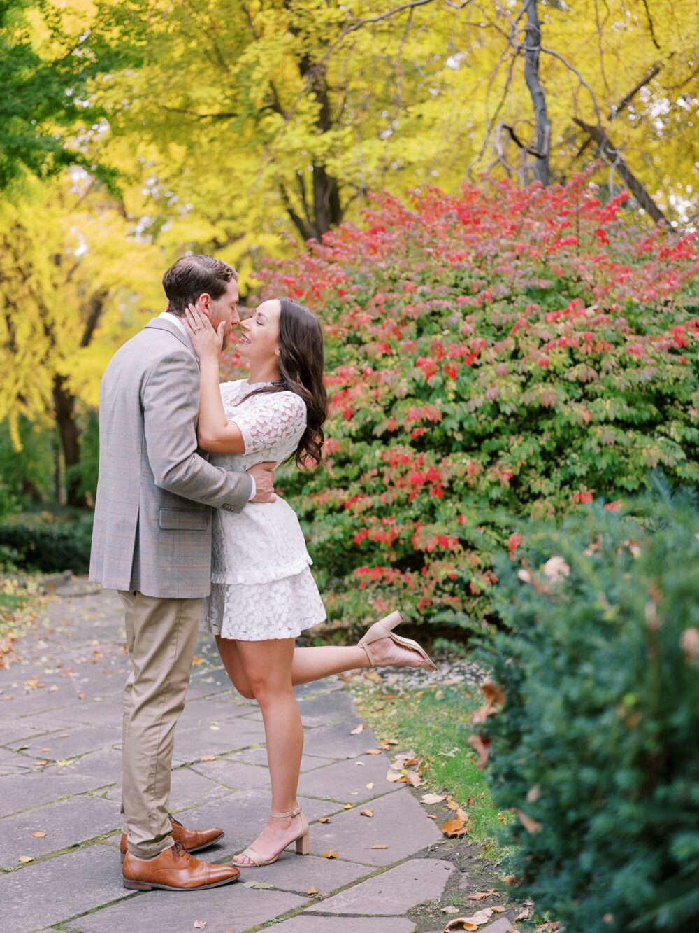 Colorful fall engagement at Italian Cultural Gardens in Cleveland Ohio