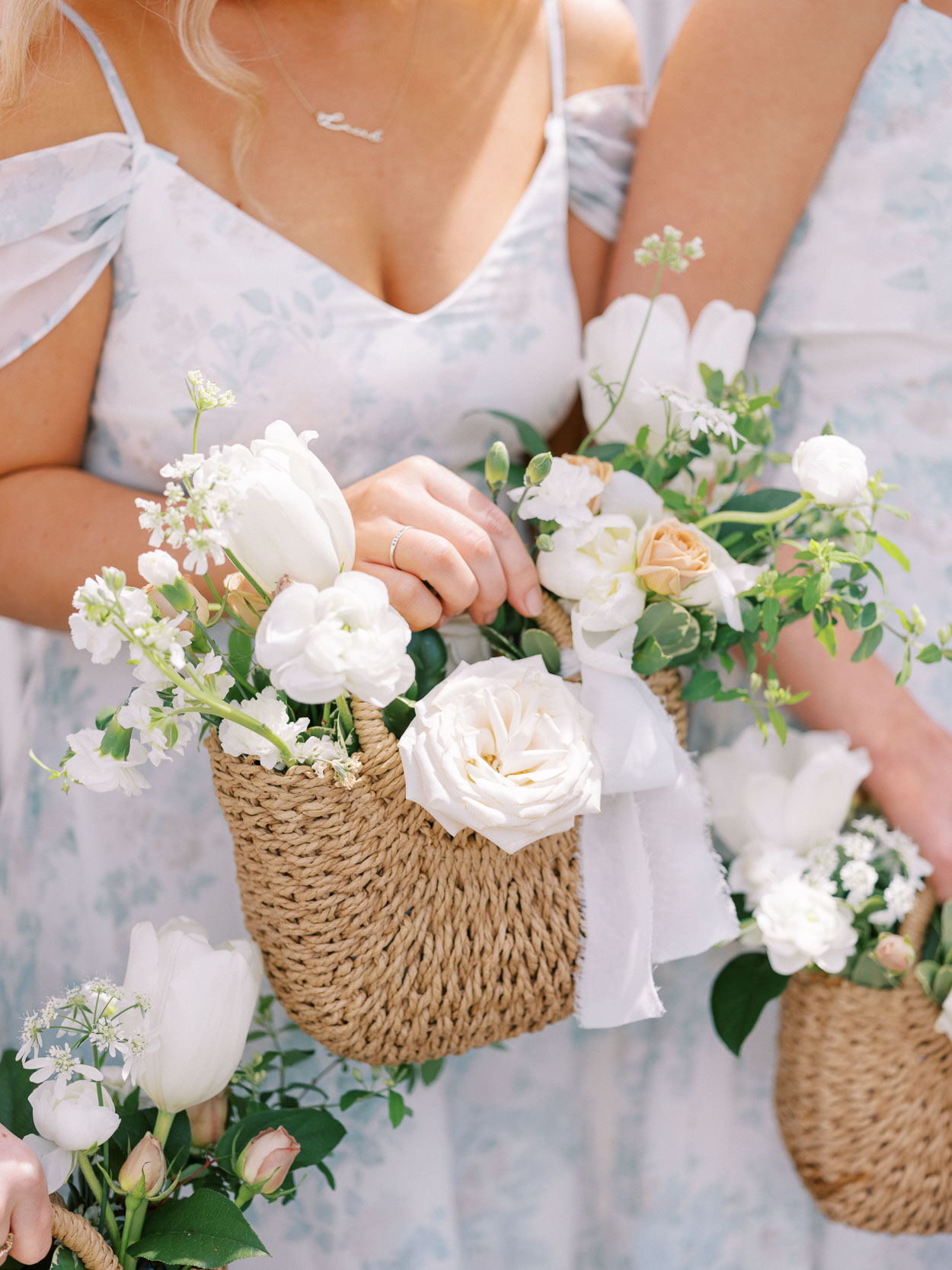 Bridesmaids floral baskets at Gordon Green