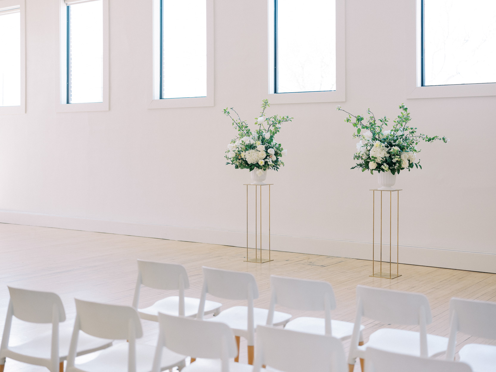Decorated ceremony space for Gordon Green wedding