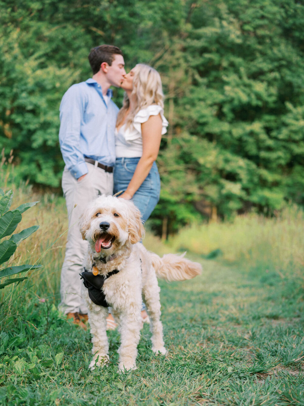 Engagement photos in a grassy field in Cleveland Ohio