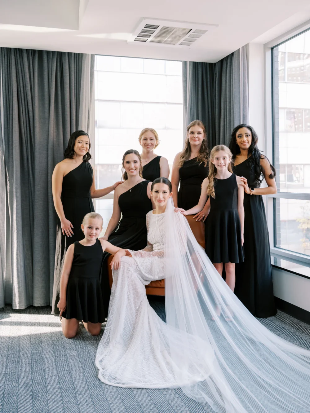 Bride wearing J. Andreatta gown as she gets ready for her Cleveland wedding