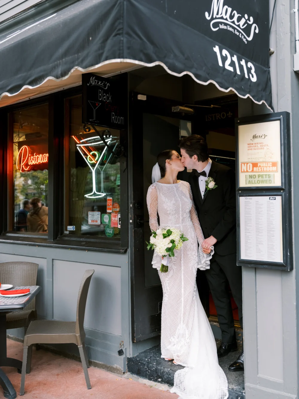 Bride wearing J. Andreatta gown after her wedding ceremony in Little Italy, Ohio