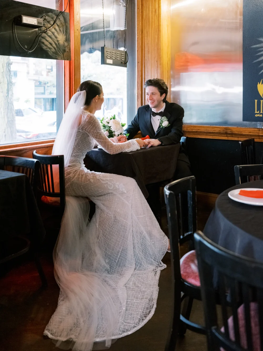 Bride wearing J. Andreatta gown after her wedding ceremony in Little Italy, Ohio