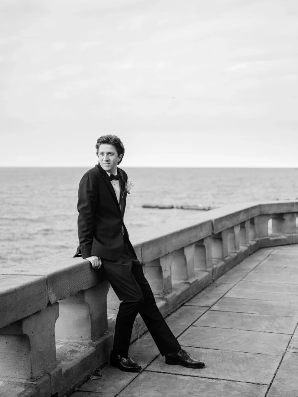Groom waiting for his bride at his Shoreby Club wedding in Cleveland, Ohio