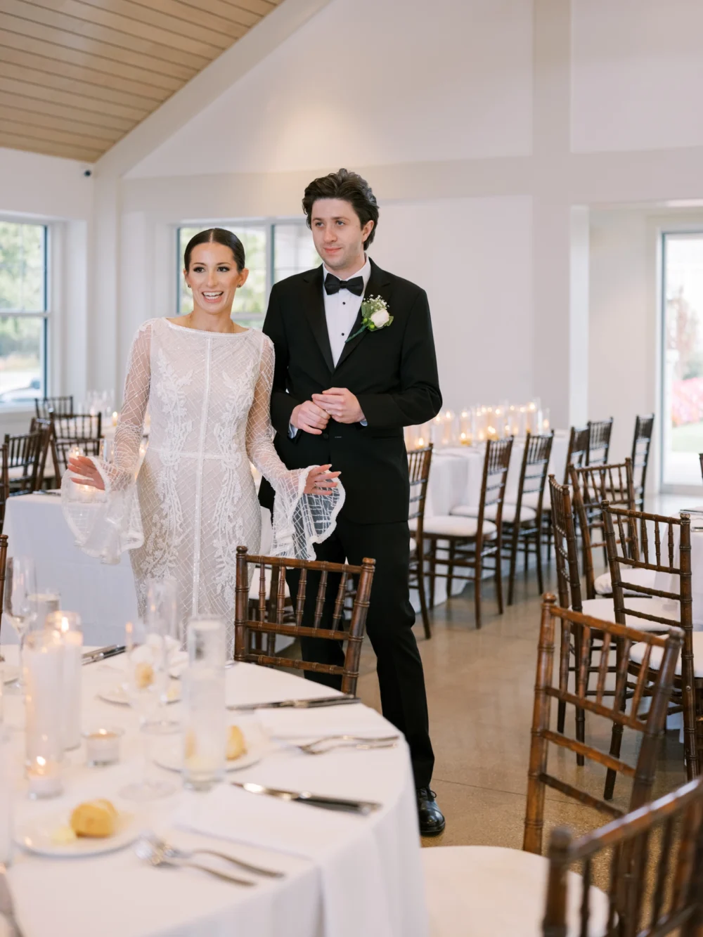 Bride and groom's reception space reveal at Shoreby Club in Cleveland, OH