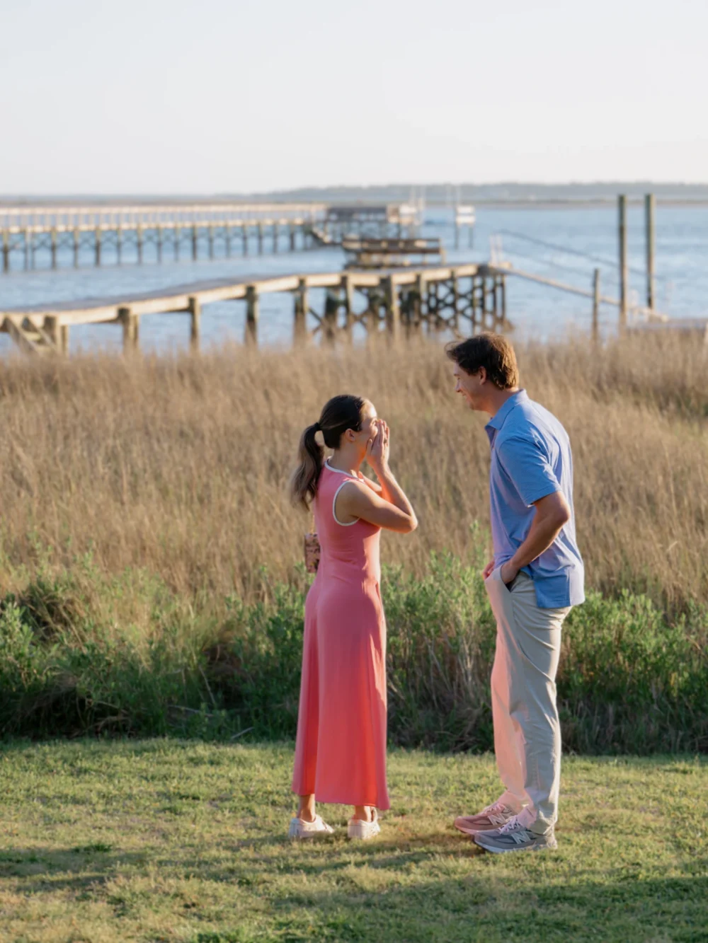 Charleston proposal by the water at sunset