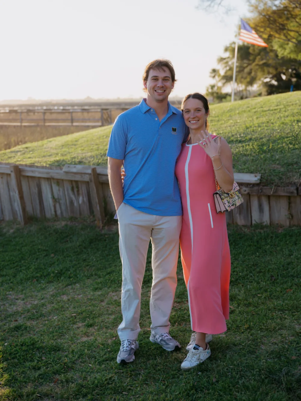 Charleston proposal by the water at sunset