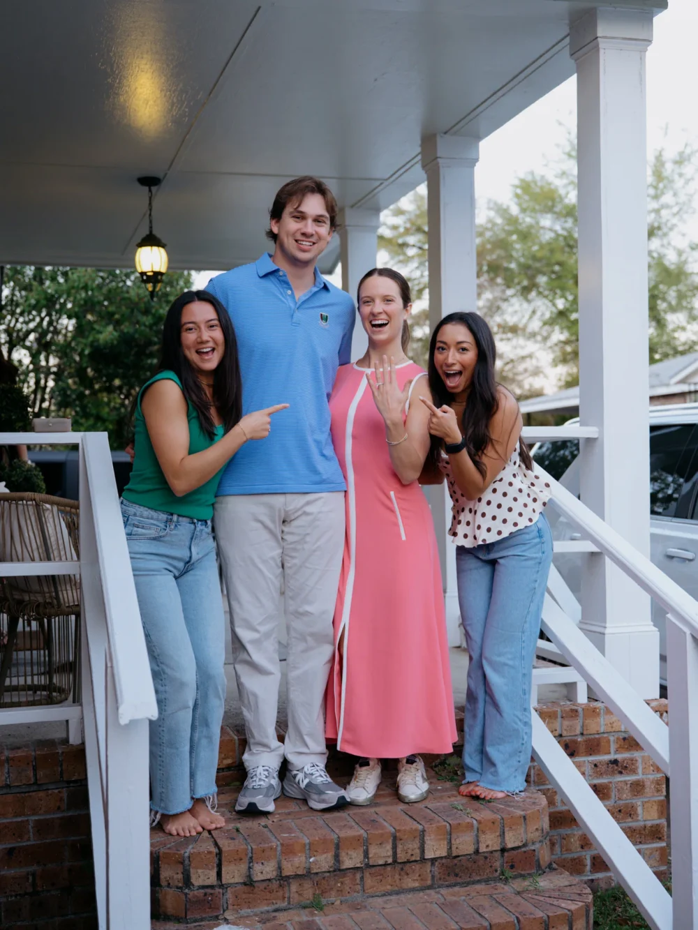 friends celebrating after proposal Charleston SC