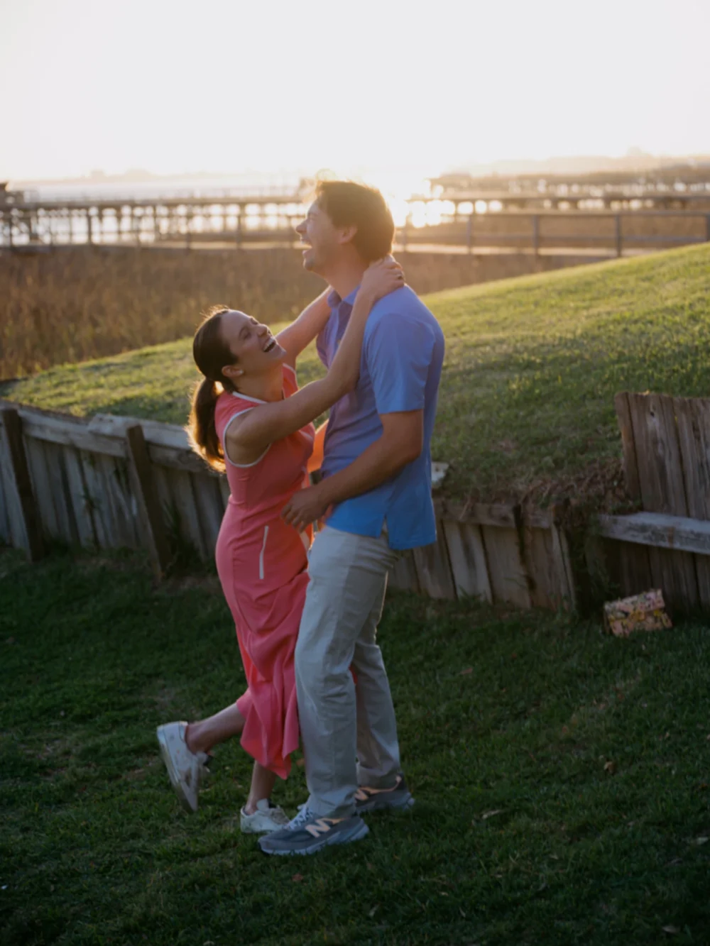 Charleston proposal by the water at sunset