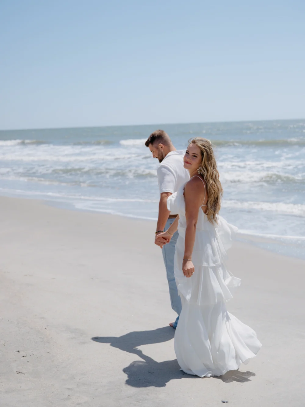 Romantic beach engagement photos in Charleston South Carolina