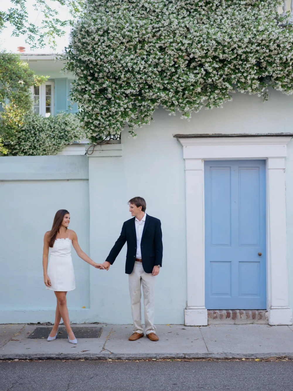 Downtown Charleston engagement session with classic southern architecture