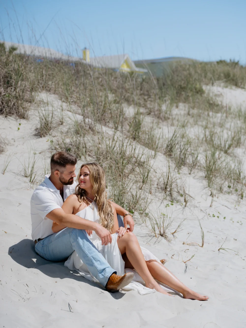 Romantic beach engagement photos in Charleston South Carolina